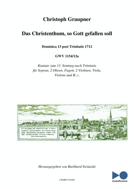 Free Sheet Music Graupner Christoph Cantata Das Christenthum So Gott Gefallen Soll Gwv 1154 12a