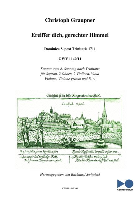 Graupner Christoph Cantata Ereiffer Dich Gerechter Himmel Gwv 1149 11 Sheet Music