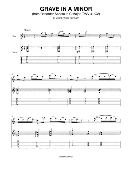 Free Sheet Music Grave In A Minor From Recorder Sonata In C Major Twv 41 C2