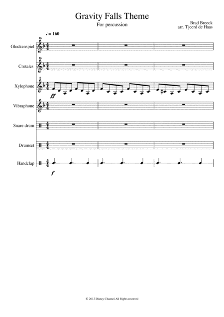 Gravity Falls Theme For Percussion Sheet Music