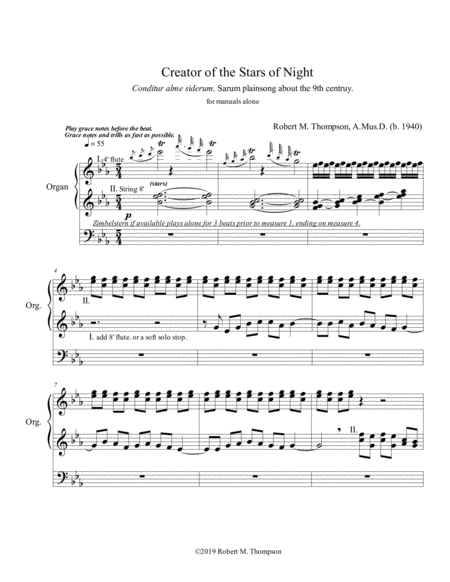 Great Epiphany Organ Chorale Creator Of The Stars At Night Sheet Music