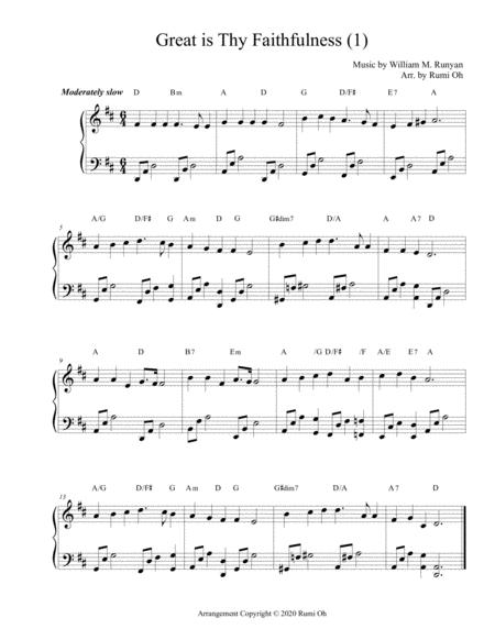 Great Is Thy Faithfulness Favorite Hymns Arrangements With 3 Levels Of Difficulties For Beginner And Intermediate Sheet Music