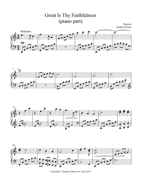 Free Sheet Music Great Is Thy Faithfulness Piano Only