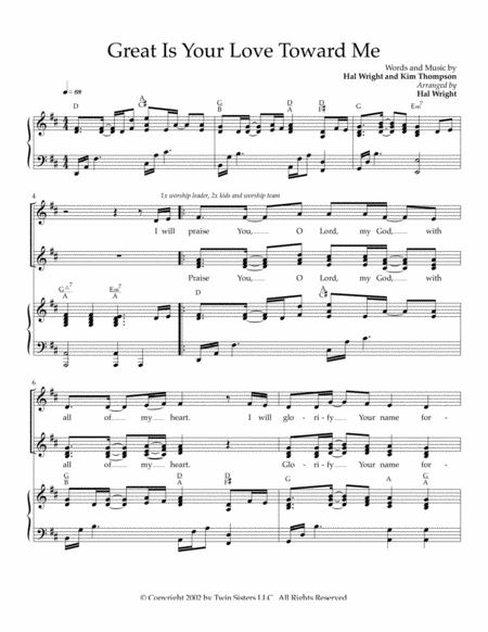 Great Is Your Love Towards Me Sheet Music