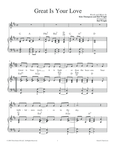 Free Sheet Music Great Is Your Love