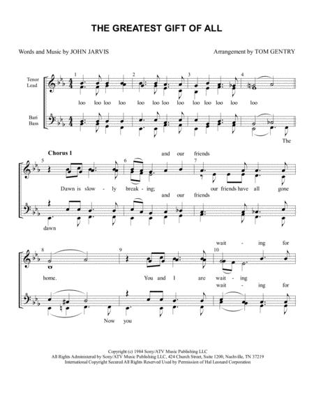 Free Sheet Music Greatest Gift Of All The Ssaa