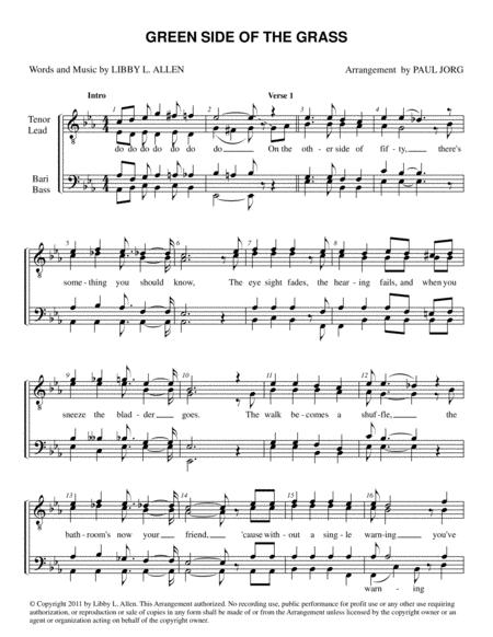 Free Sheet Music Green Side Of The Grass