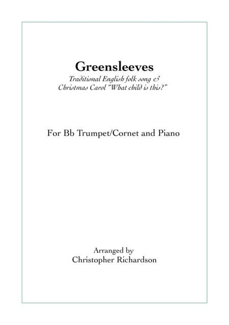 Greensleeves Bb Trumpet Cornet And Piano Sheet Music