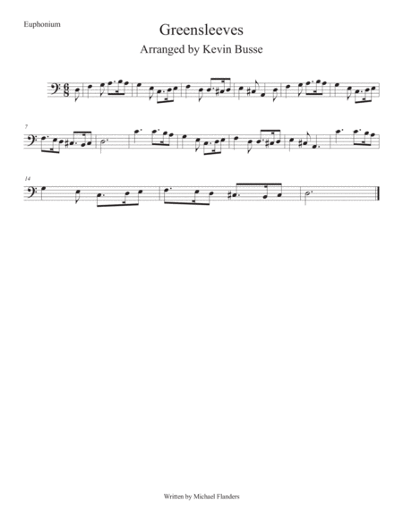 Free Sheet Music Greensleeves Easy Key Of C Euphonium