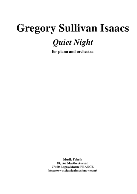 Gregory Sullivan Isaacs Quiet Night For Piano And Orchestra Score And Complete Parts Sheet Music