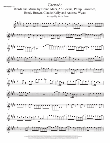 Grenade Bari Sax Sheet Music