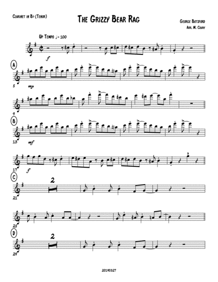 Free Sheet Music Grizzly Bear Rag All Parts