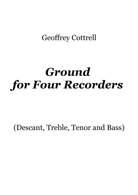 Free Sheet Music Ground For Four Recorders
