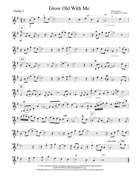 Free Sheet Music Grow Old With Me For String Quartet