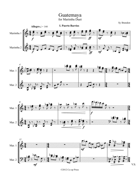 Guatemaya For Marimba Duet Sheet Music