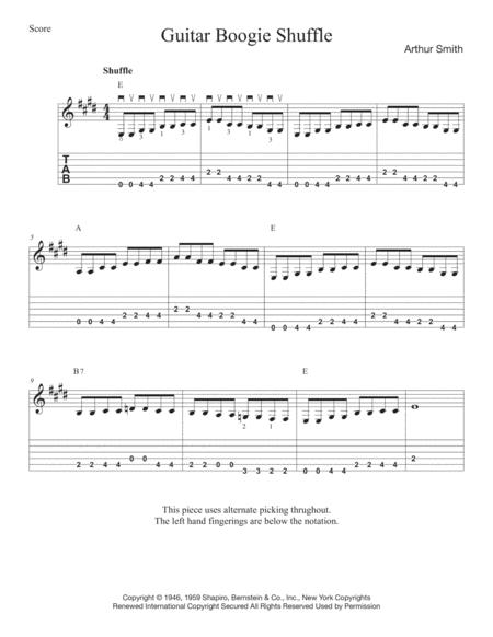 Free Sheet Music Guitar Boogie Shuffle