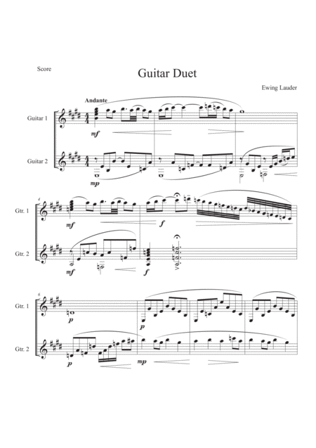 Free Sheet Music Guitar Duet