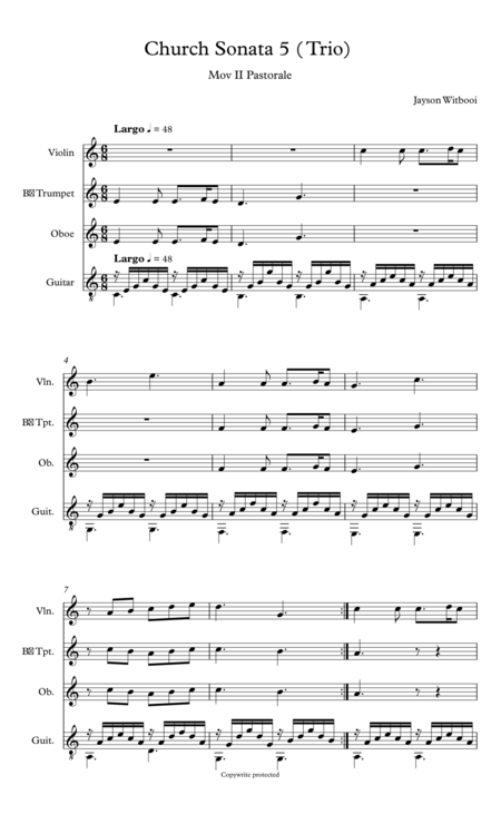 Guitar Trio Ii Mov Patorale Sheet Music