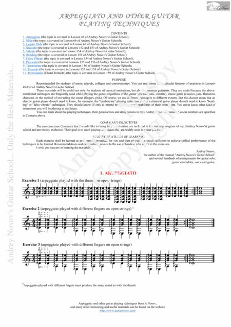 Guitar Xercises Arpeggiato And Other Guitar Playing Techniques Sheet Music