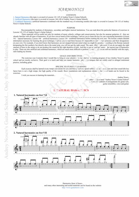 Free Sheet Music Guitar Xercises Harmonics