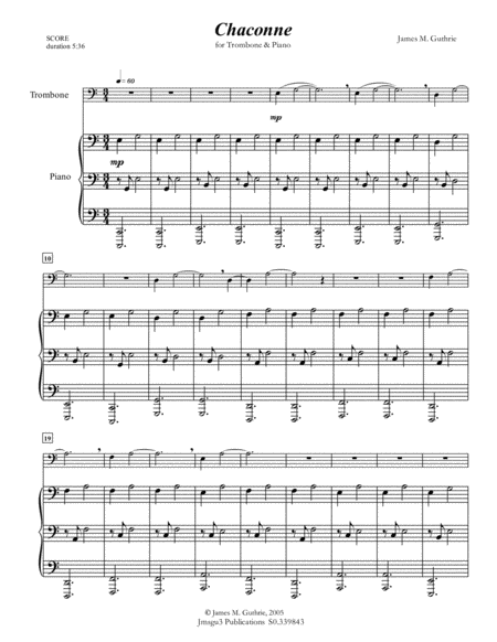 Free Sheet Music Guthrie Chaconne For Trombone Piano