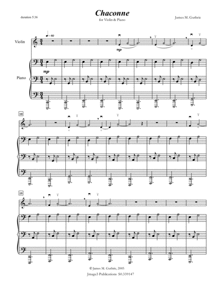 Free Sheet Music Guthrie Chaconne For Violin Piano