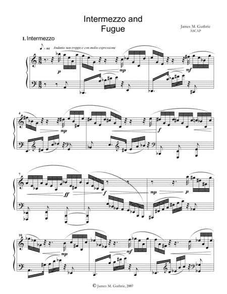 Free Sheet Music Guthrie Intermezzo Fugue For Solo Piano