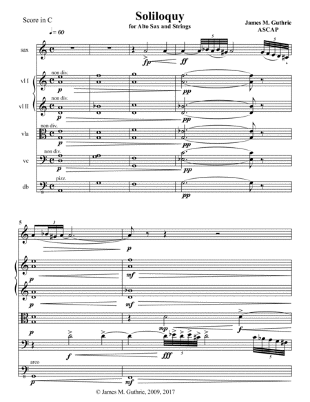 Guthrie Soliloquy For Alto Sax Strings Sheet Music