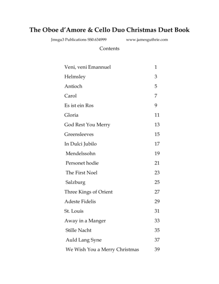 Guthrie The Oboe D Amore Cello Duo Christmas Duet Book Sheet Music