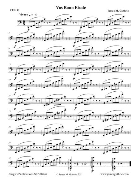 Guthrie The Vos Bonn Etude For Cello Sheet Music