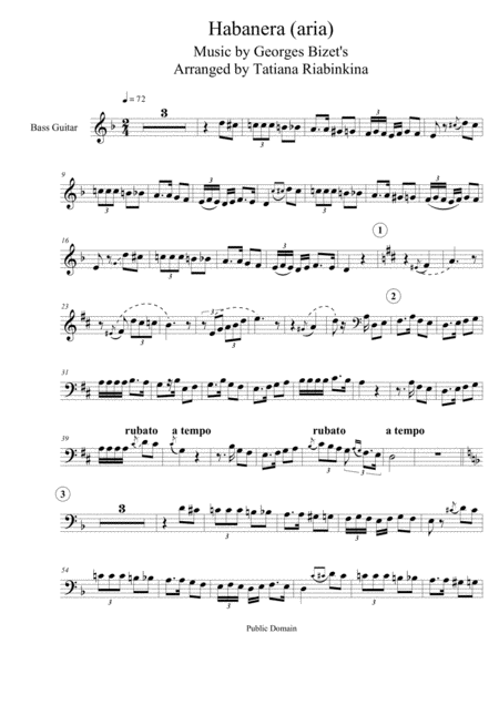 Free Sheet Music Habanera Aria