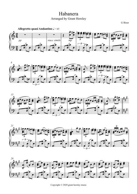 Habanera From Carmen Solo Piano Easier Version Sheet Music