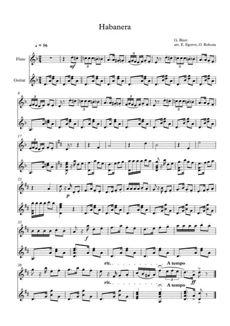 Habanera Georges Bizet For Flute Guitar Sheet Music