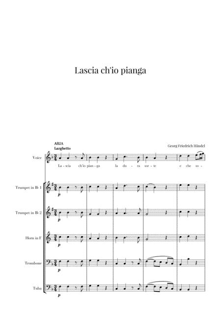 Haendel Lascia Ch Io Pianga For Soprano And Brass Quintet Sheet Music