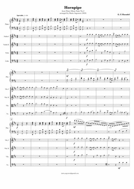 Free Sheet Music Haendels Alla Hornpipe From Water Music Suite No 2 For Piano Quintet