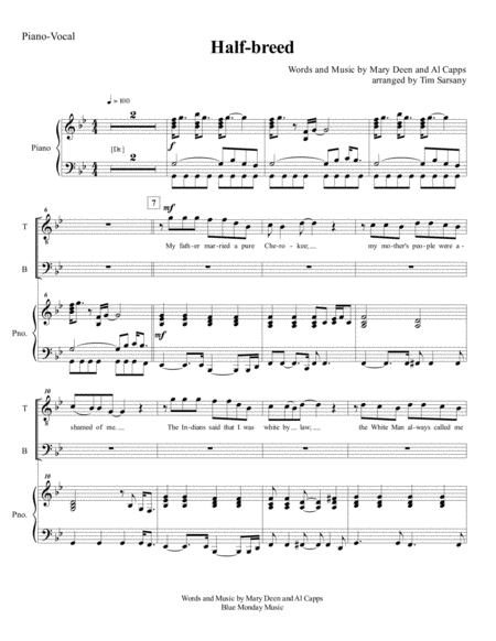 Free Sheet Music Half Breed