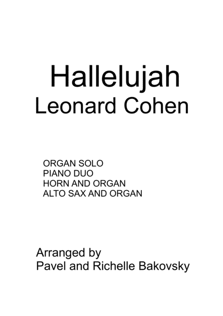 Hallelujah By Leonard Cohen For Various Instruments Sheet Music