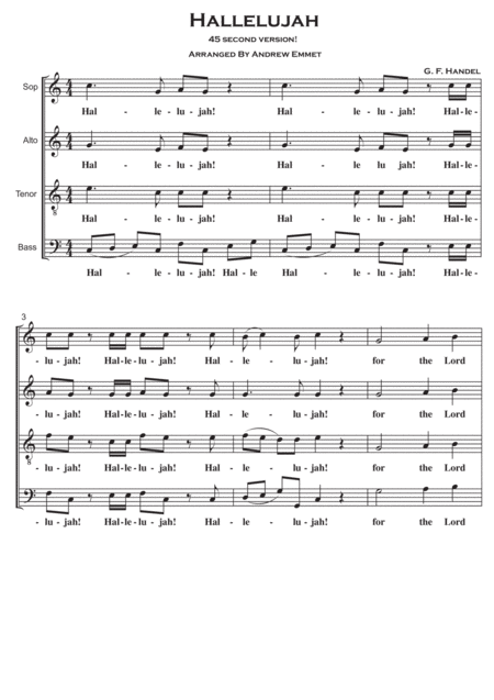 Hallelujah Chorus 45 Second A Cappella Sheet Music