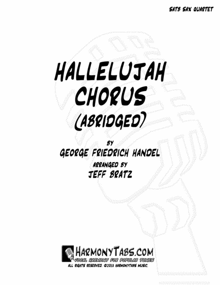 Free Sheet Music Hallelujah Chorus Abridged Satb Sax Quartet