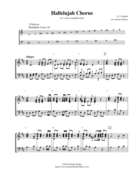 Hallelujah Chorus From Handels Messiah For 3 Octave Handbell Choir Sheet Music