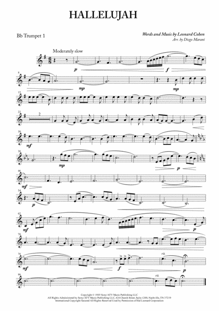 Free Sheet Music Hallelujah For Brass Quartet