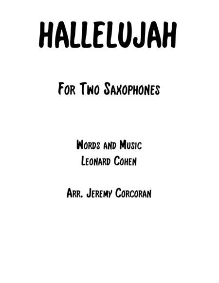 Free Sheet Music Hallelujah For Two Saxophones