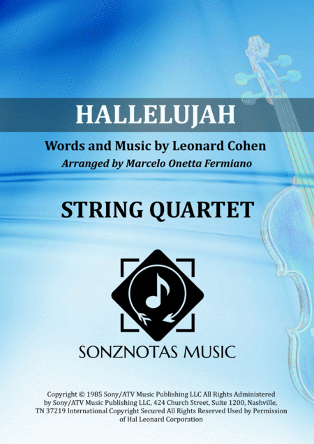 Free Sheet Music Hallelujah L Cohen Sheet Music For String Quartet Score And Parts