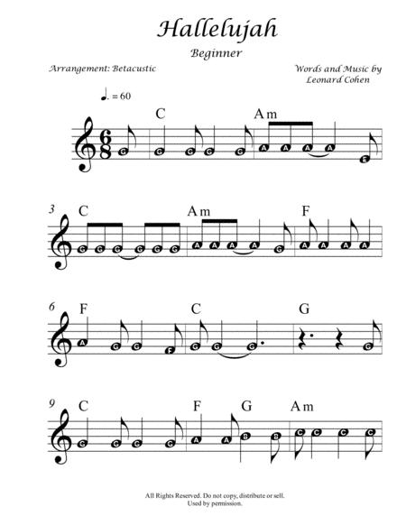 Hallelujah Leonard Cohen Sheet Music Beginner Sheet Music