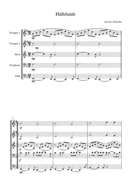 Hallelujah Shrek Brass Quintet Sheet Music