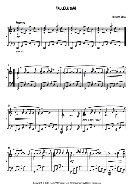 Hallelujah Solo Piano Sheet Music