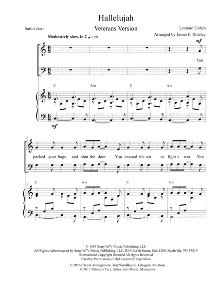 Hallelujah Veterans Version Sheet Music