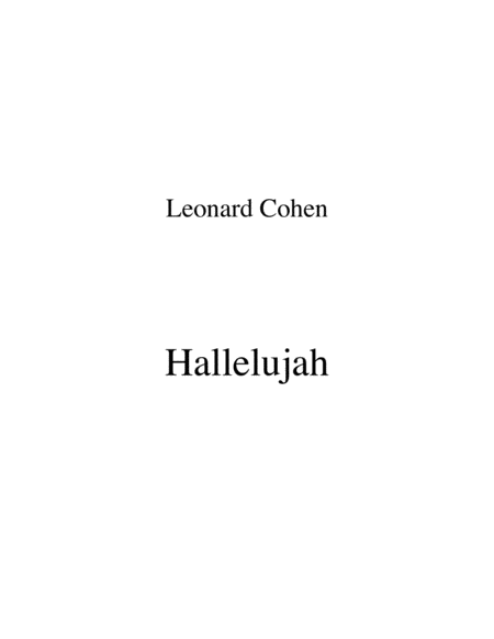 Hallelujah Violin Solo For Solo Violin Sheet Music