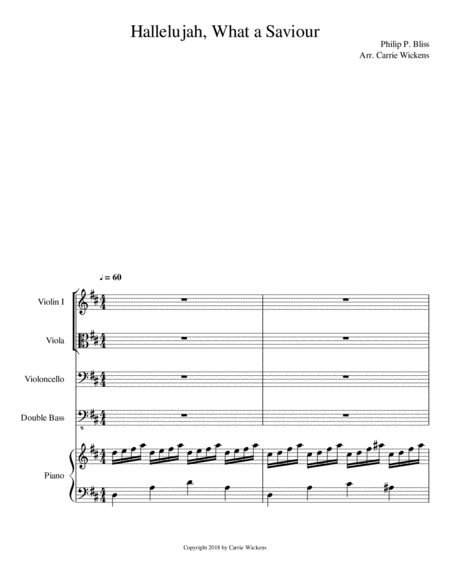 Hallelujah What A Saviour Piano Quintet Sheet Music