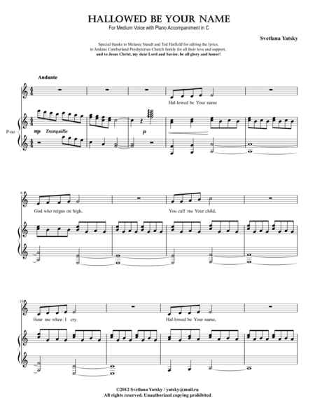 Hallowed Be Your Name In C Sheet Music